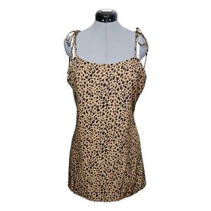 Audrey 3+1 Women's SIZE M Y2K Cheetah Print Slip Dress Adjustable Straps Brown